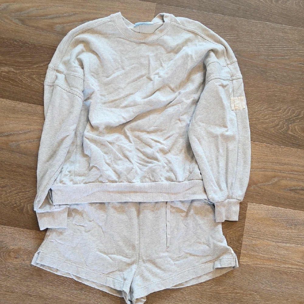 Gray Women's Sweatshirt and Shorts Set